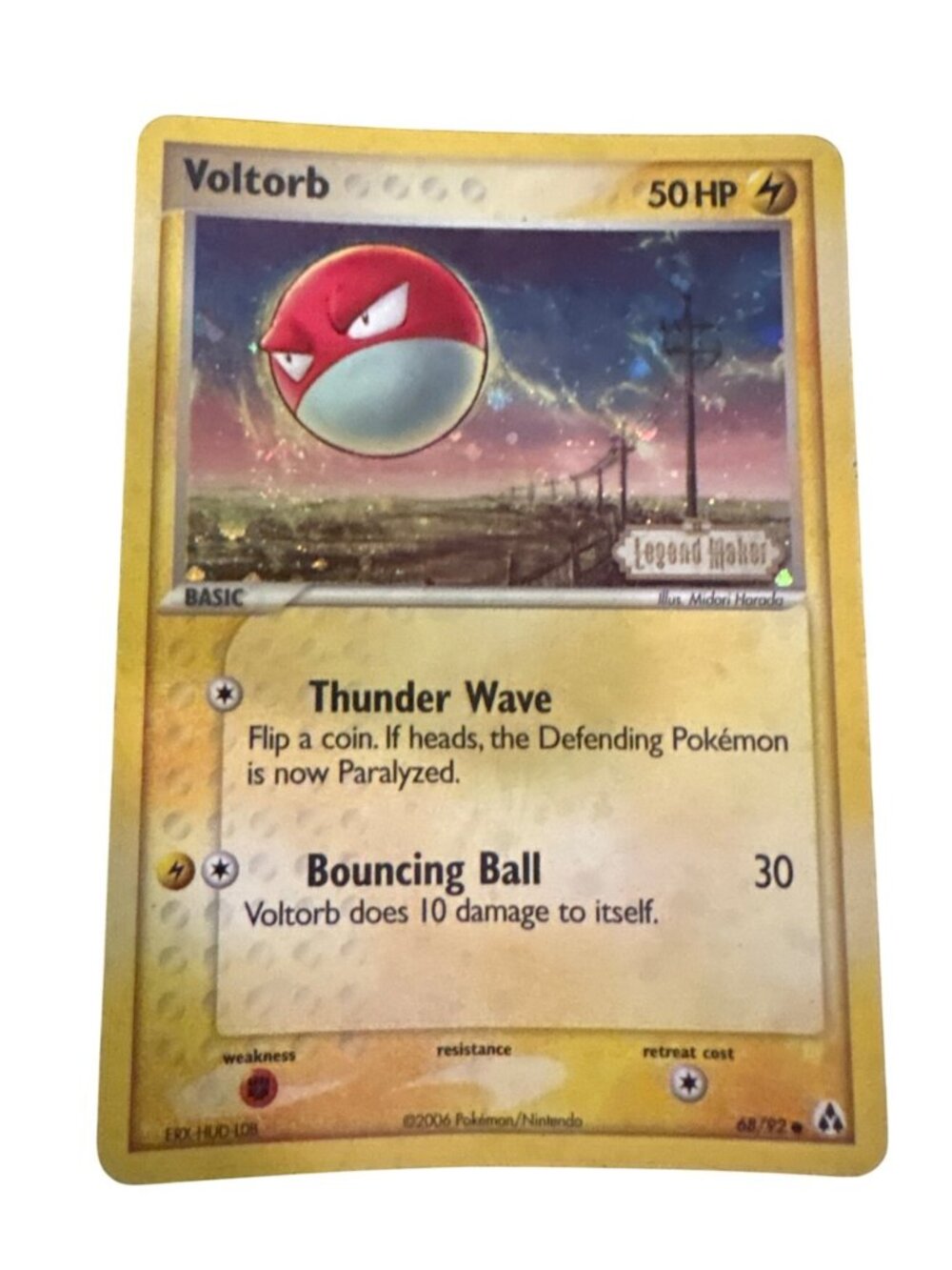Voltorb Pokémon Card 68/92 Legend Maker 2006 Reverse Holo Rare TCG